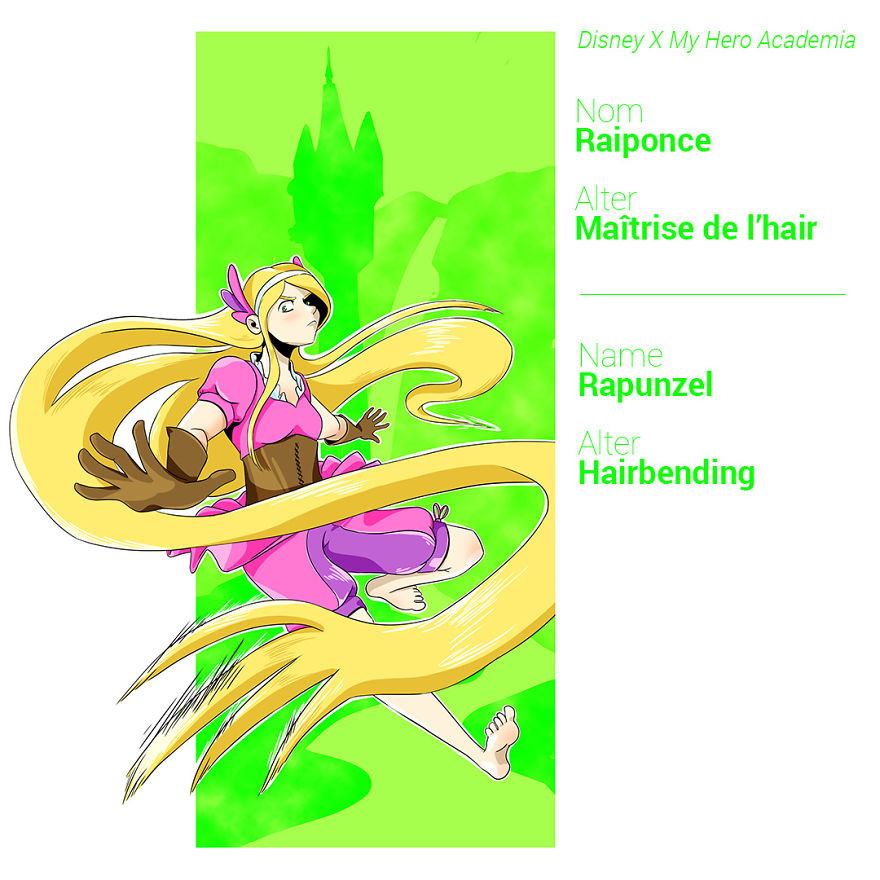 I Made 12 Disney Princesses With A Superpower Inspired By My Hero