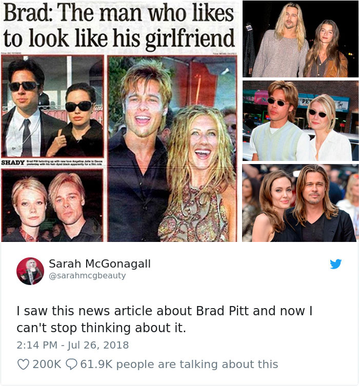 We Just Noticed That Brad Pitt Always Looks Like His Dates | Bored Panda