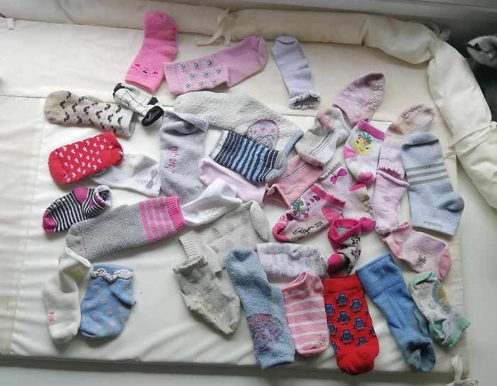 30 Pairs Of My Kid's Socks. Not A Single Pair. I Don't Even Remember Us Buying So Many Socks
