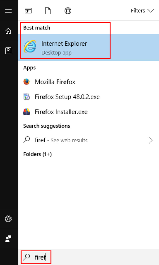 Searching For 'Firef' Shows 'Ie' As Best Match In Windows