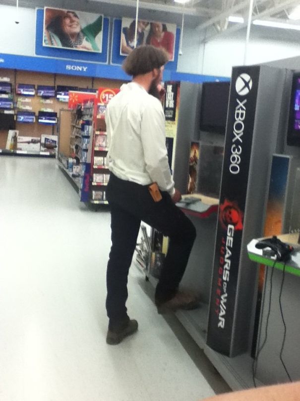 Just Walking Through Walmart When I See An Amish Guy Playing Video Games. He Saw Me Take The Picture And We Both Had A Little Laugh