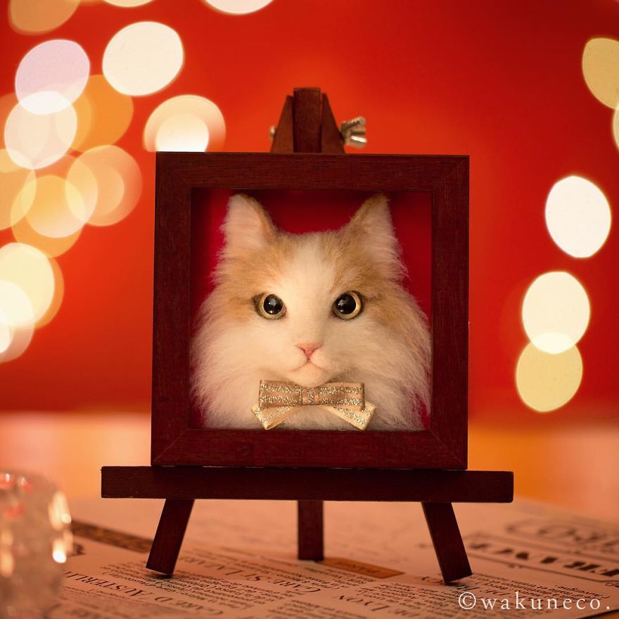 Japanese Artist Makes Realistic 3D Cat Portraits Out Of Felted Wool, And The Result Is Too Purrfect