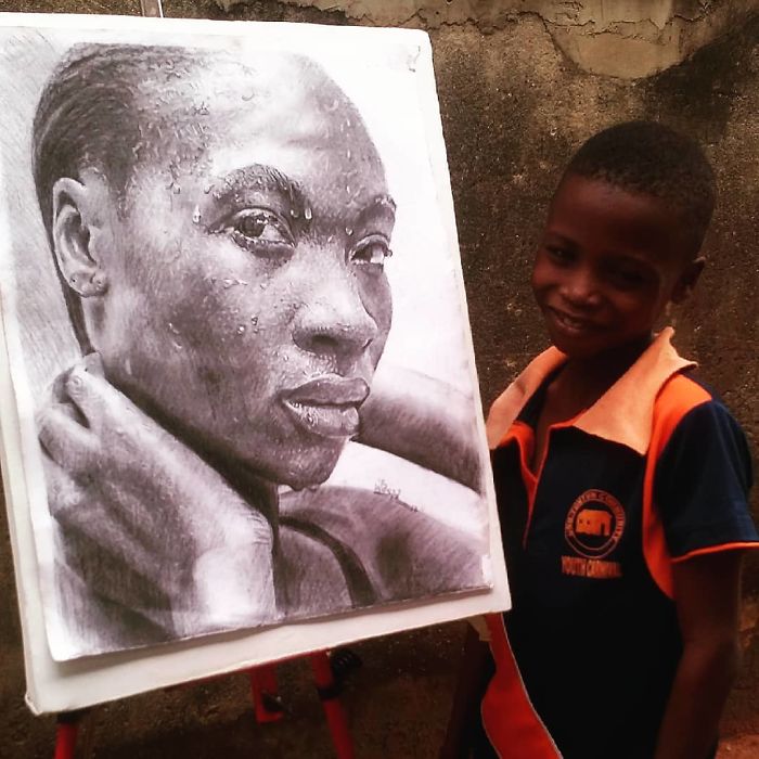 11-Year-Old Kid From Nigeria Creates Hyperrealistic Drawings, And The Result Will Blow Your Mind