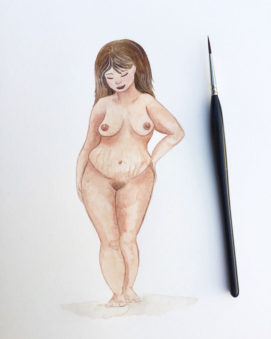 I Paint Beautiful Plus-Sized Nude Life Studies In Watercolour To Encourage Body Positivity