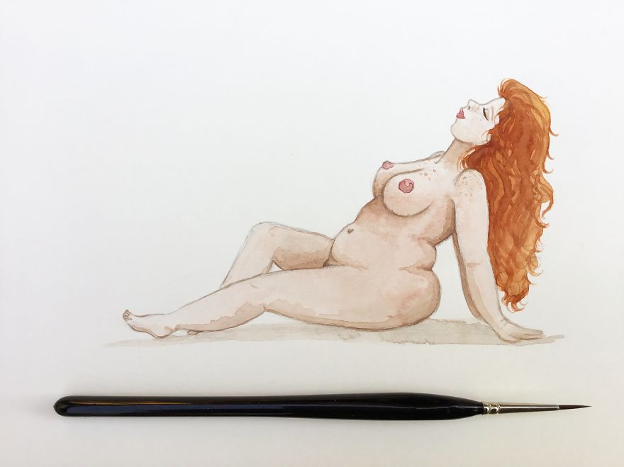 I Paint Beautiful Plus-Sized Nude Life Studies In Watercolour To Encourage Body Positivity