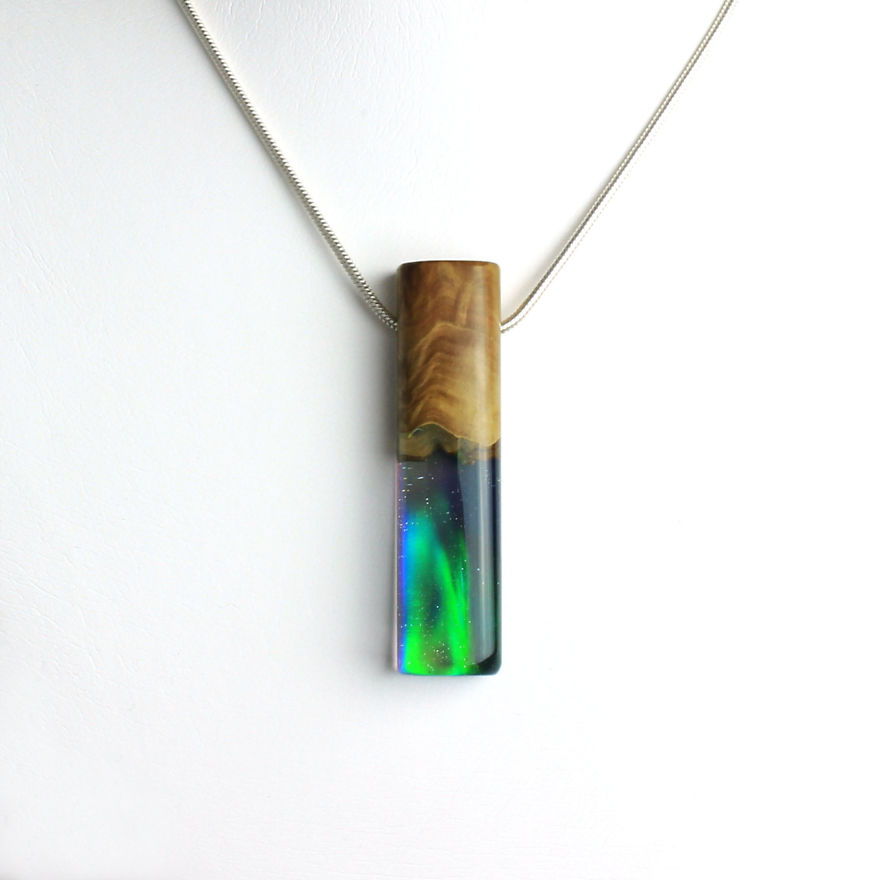 Wood, Resin, Opal Jewelry