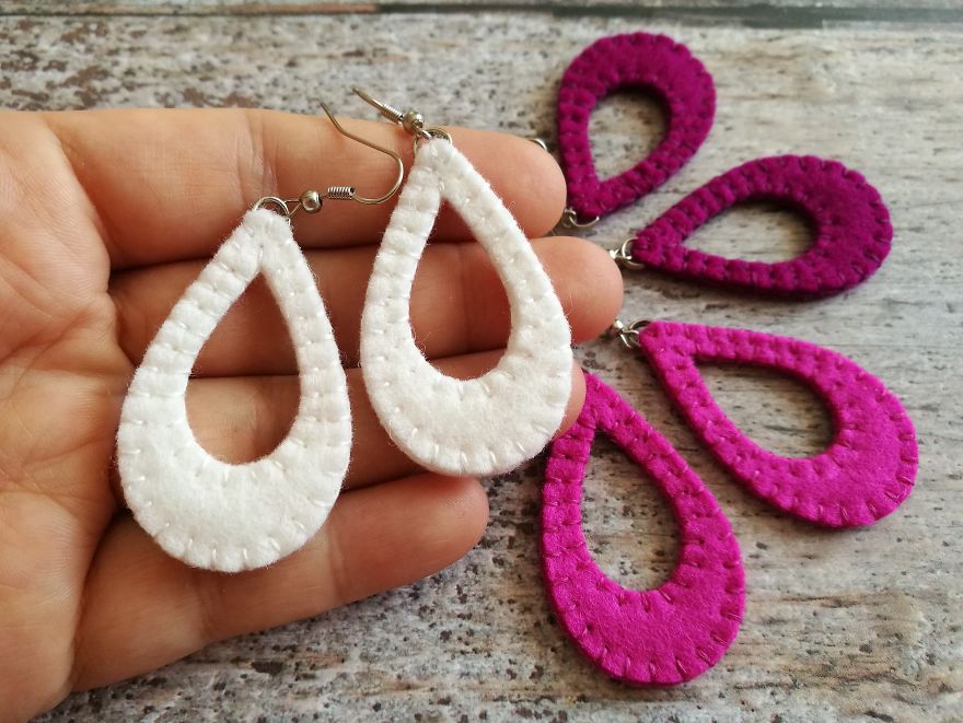 I Create Colorful And Lightweight Earrings From Wool Felt Fabric