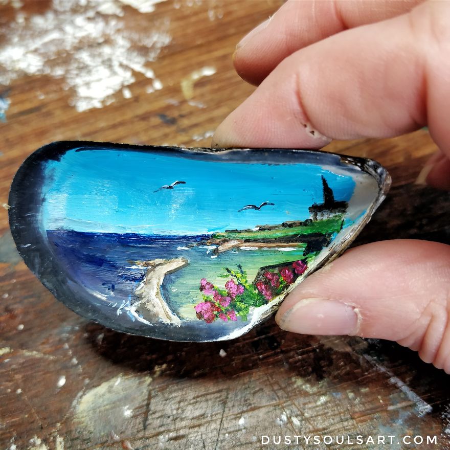 I Make A Living From Painting On Feathers And Shells In A Beautiful Seaside Town