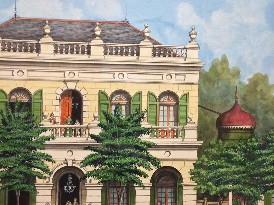 Artist Creates Super-Detailed And Precise Architectural Watercolors