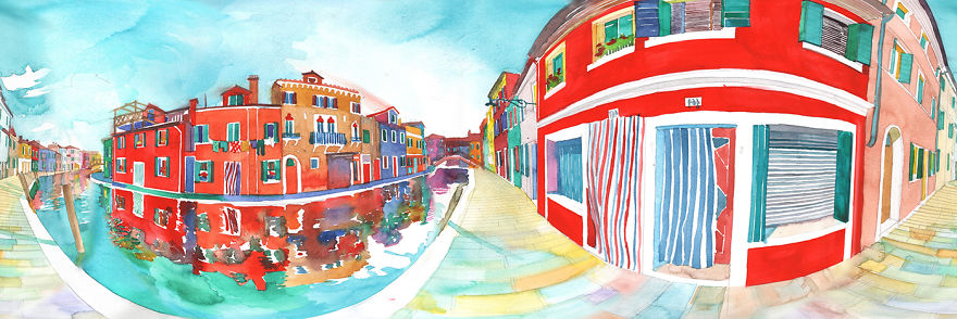 You Can Go Inside My Watercolor Painting Of Burano In Our 360⁰ Vr Animation