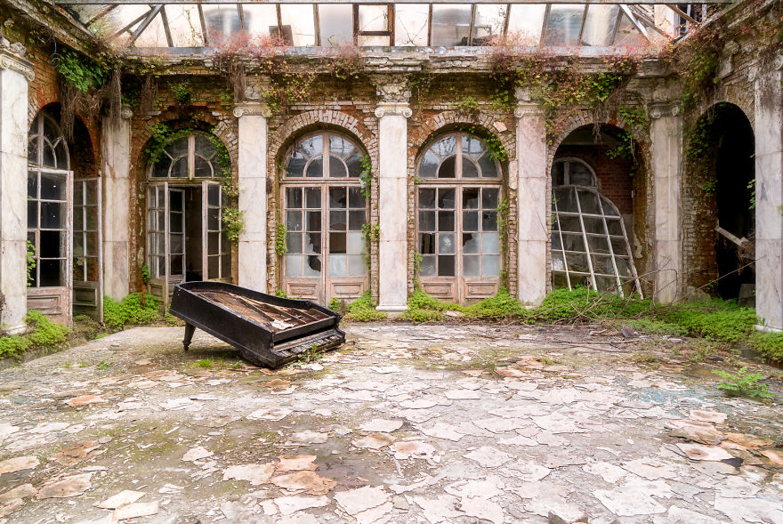 Piano On The Floor Of An Abandoned Palace
