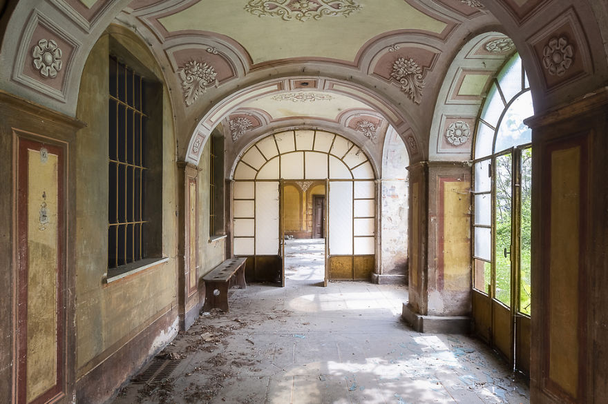 Hallway Of An Abandoned Villa