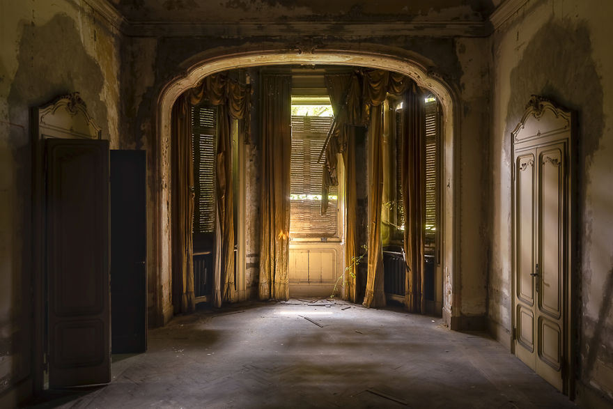 Dark Room In An Abandoned Villa