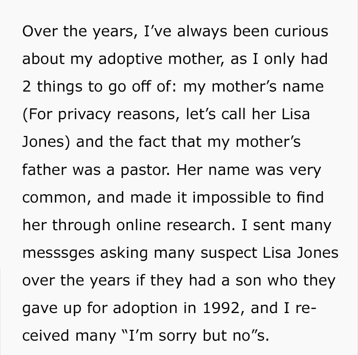This 26 Y.O Guy Messages His Mother Who Put Him Up For Adoption And Her Response Is Unexpected