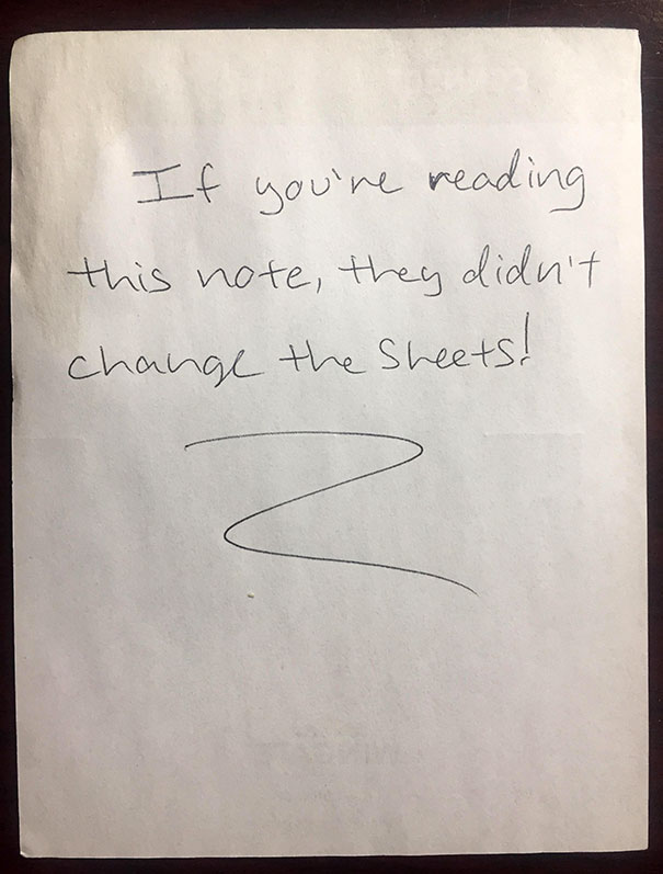 Found This Note In My Hotel Bed Last Night