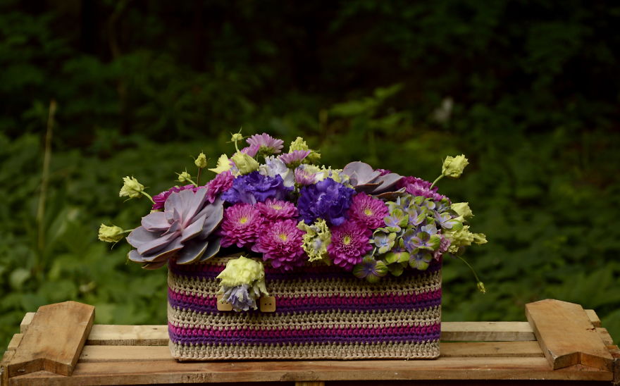 Combining My Hobby And Work Brought Me To The Idea Of Crocheting Boxes For The Flowers I Arrange