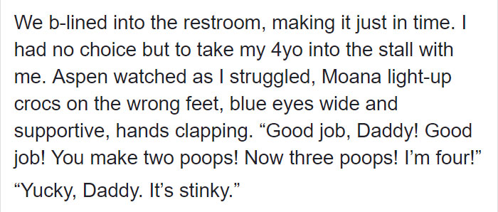 Dad Has Diarrhea In Public Toilet With His 4-Year-Old, Her Reaction Makes Man In Another Stall Cry From Laughter