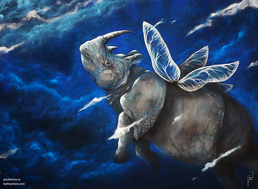 Tribute Mural For Sudan- The Last Male Northern White Rhino By Paula Duță & The Orion At Sisaf 2018