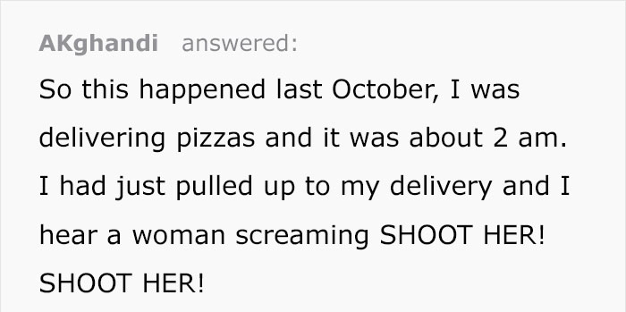 Pizza Guy Sees Dog Running Towards Him At 2AM While Woman Shouts “Shoot Her”, Reaches For His Gun