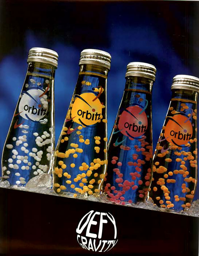 Picture of different color Orbitz soda