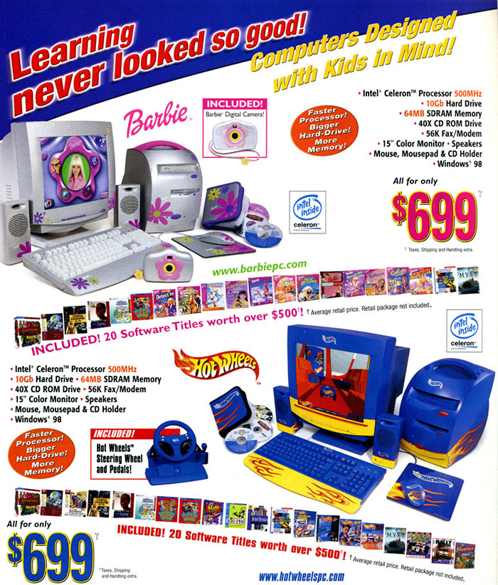 Hot Wheels And Barbie Computers, 1999