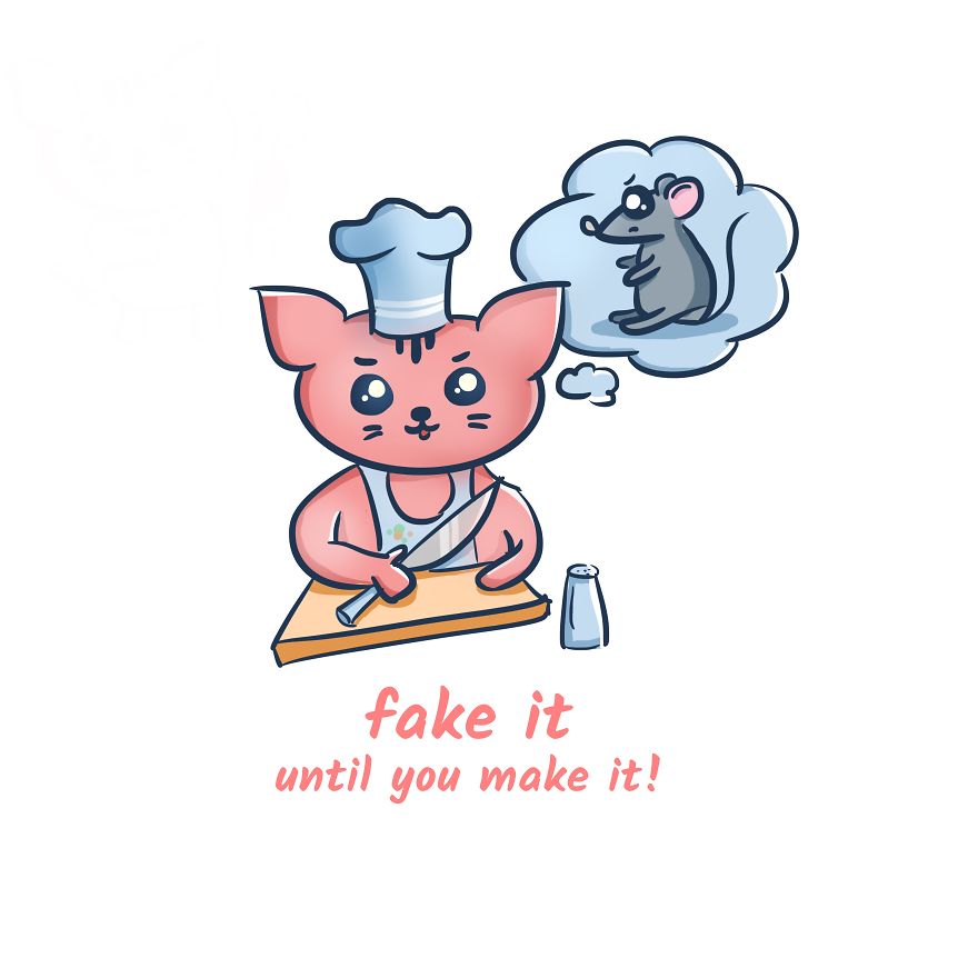 I Created Cute Motivational Cat Designs For T-Shirts