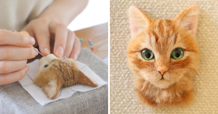 Japanese Artist Makes Realistic 3D Cat Portraits Out Of Felted Wool ...