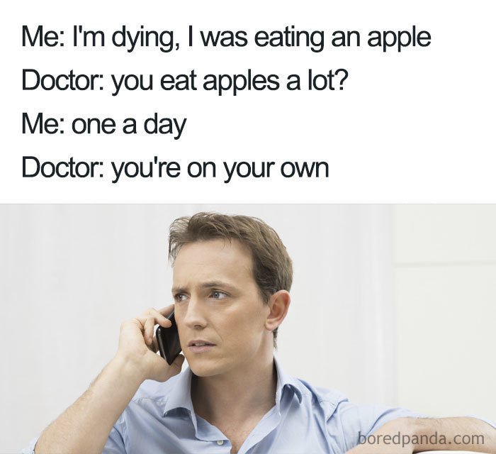 Imagine Going Tothe Doctor Apple Meme On Me Me