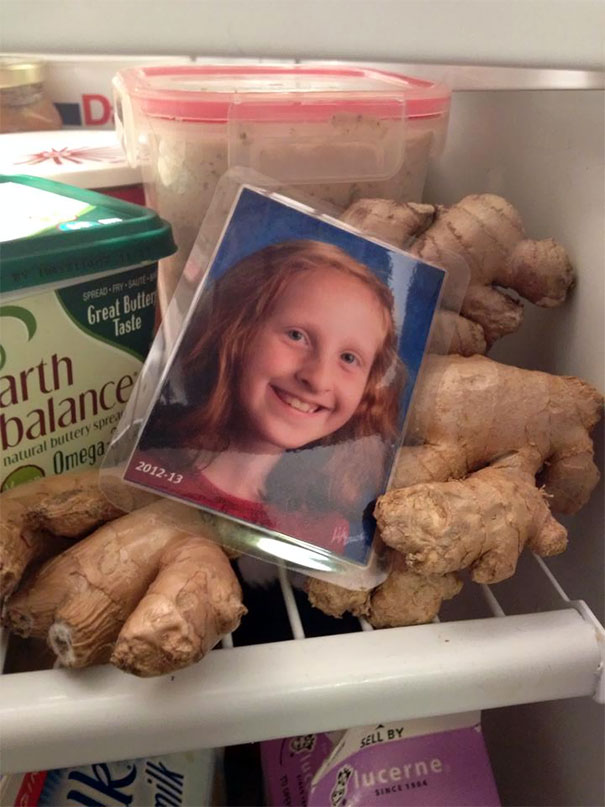 My Friend's Red-Haired Daughter Has A Self-Deprecating Sense Of Humor, She Put This In The Fridge