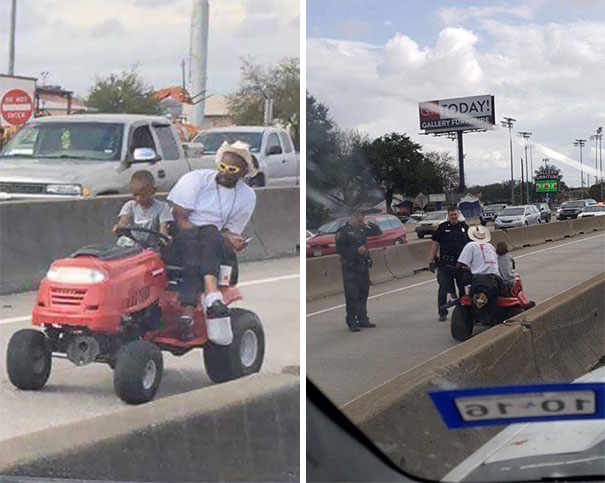 The Rise And Fall Of The Lawnmower Guy And His Son Driving In The Hov Lane