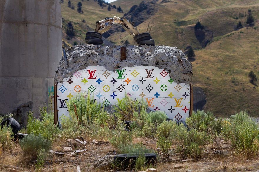 Street Artist Creates ‘Valley Of Secret Values’ By Transforming Crumbling Concrete Structures Into Designer Bags