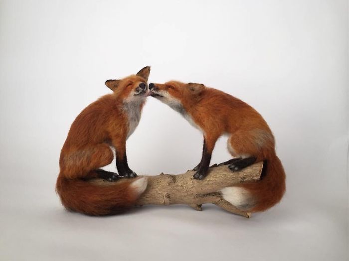 Needle Felted Fox Sculpture