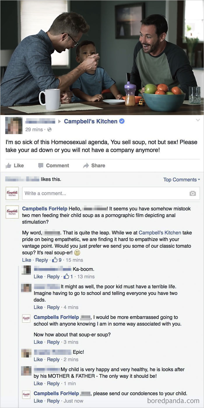 When Campbell’s Ad With Gay Dads Received A Lot Of Homophobic Comments, Mike Melgaard Created A Facebook Page "Campbells For Help" To Respond To Those Complaints