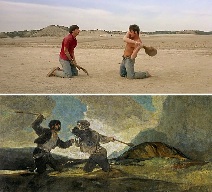 Movie: Jamón Jamón (1992) vs. Painting: Duelo A Garrotazos (1823)