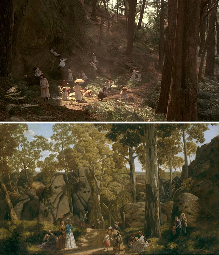 Movie: Picnic At The Hanging Rock (1975) vs. Painting: At The Hanging Rock (1875)