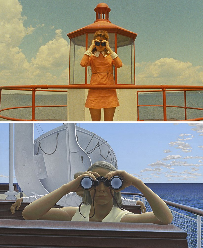 Movie: Moonrise Kingdom (2012) vs. Painting: To Prince Edward Island (1965)