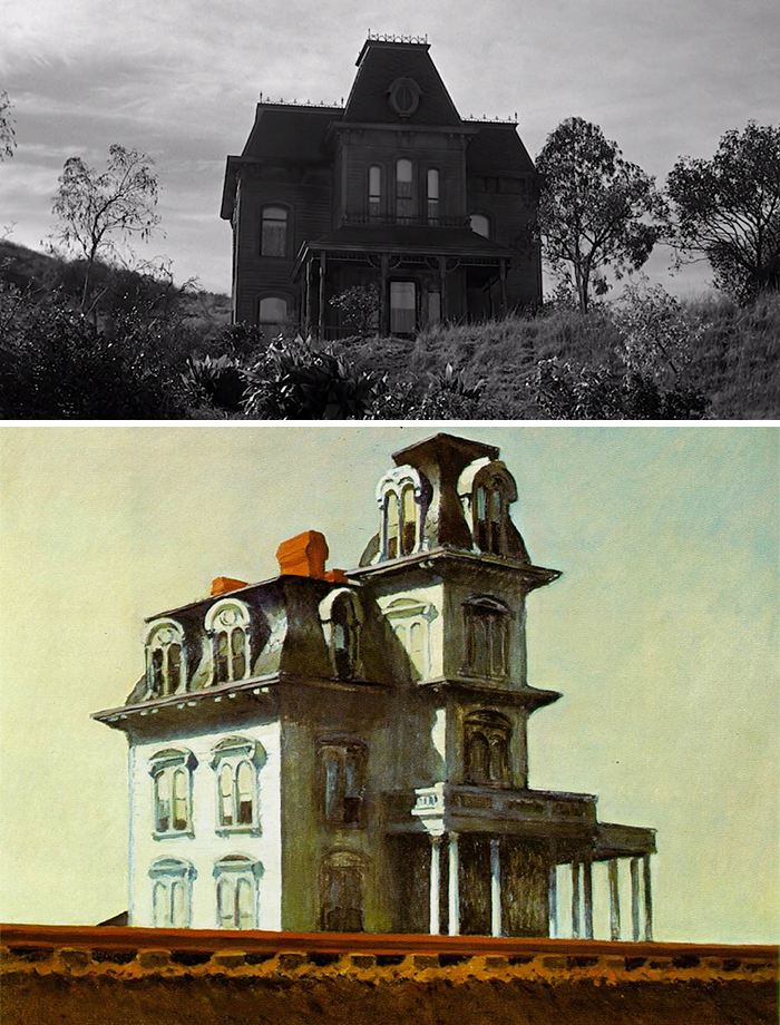 Movie: Psycho (1960) vs. Painting: House By The Railroad (1925)