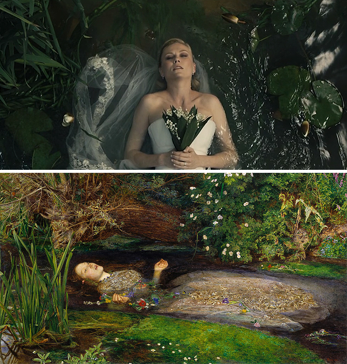 Movie: Melancholia (2011) vs. Painting: Ophelia (1852) vs.