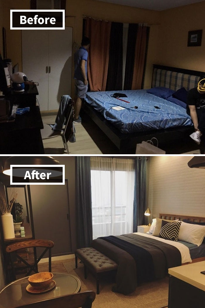 First Time Made Over My Friendâs Studio Apartment. Hereâs A Before And After. Itâs Also The First Time Anyone Asked Me To Design Their Home