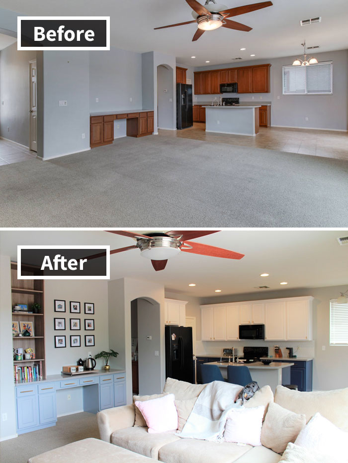 Before And After - Kitchen And Living Room