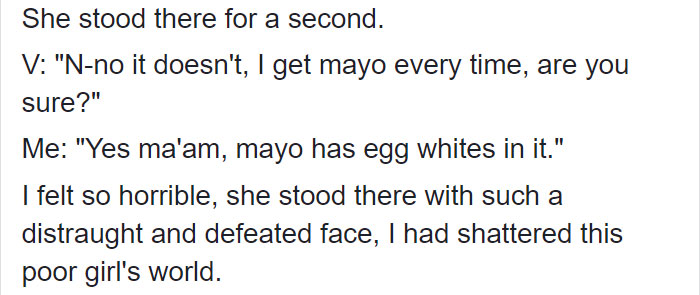 The Way This Vegan Reacted To A Subway Worker Telling Her That Mayonnaise Is Not Vegan Is Going Viral