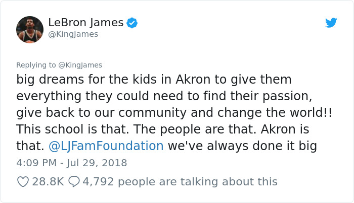 LeBron James Opened A Public School With Free Meals, Bikes, College Tuitions, And It Can Cost Him Over $100 Million