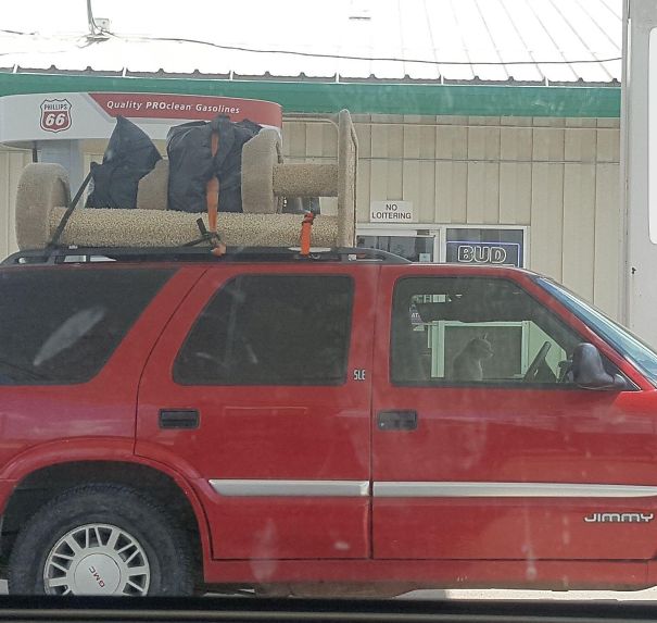 Saw This Cat Fueling Up Off Of The Interstate. They've Clearly Got The Essentials, And Are Not Looking Back