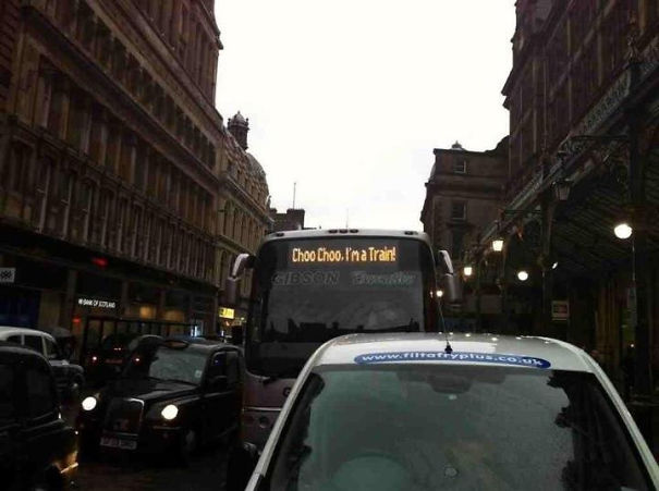 A Bus Driver With A Sense Of Humour? Rail Replacement Bus Service In Glasgow