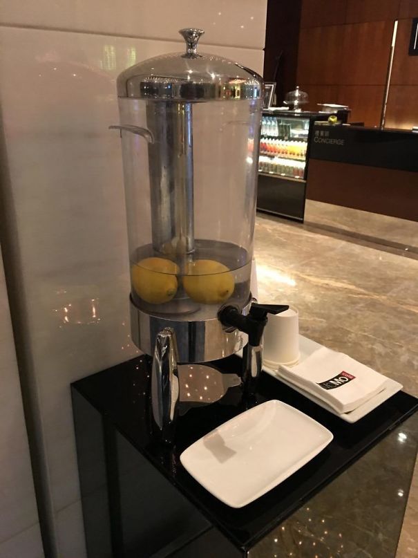 My Hotel Forgot To Cut Up The Lemons When Making Lemon Water