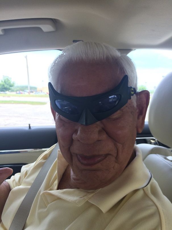 I Found Batman Glasses And Forgot I Left Them In My Grandpa's Car. He Sent Me This Picture