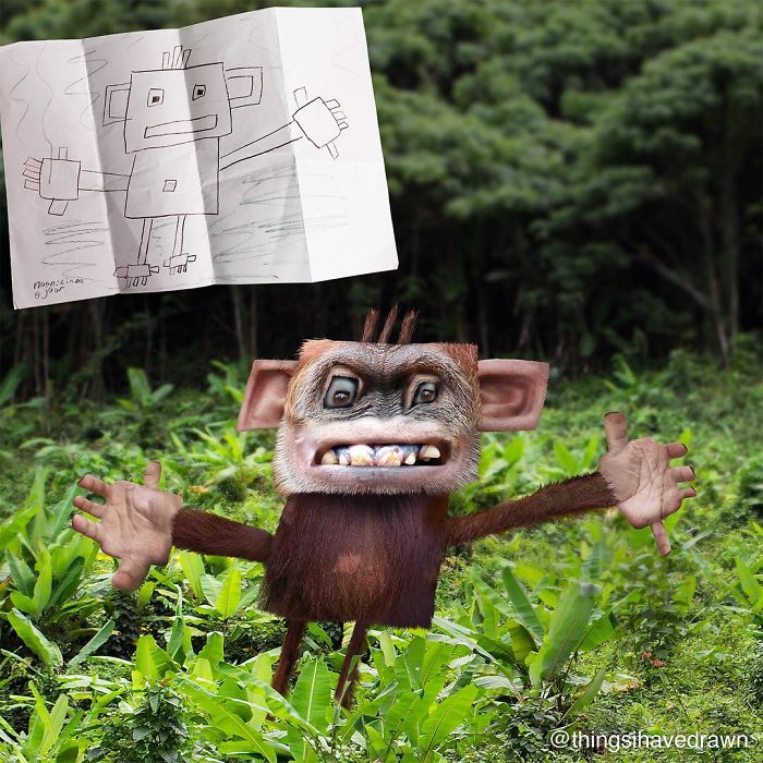 Square Monkey Drawing