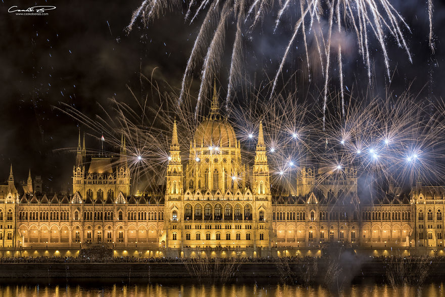 Fireworks Over The Parliament Of Hungary 2018