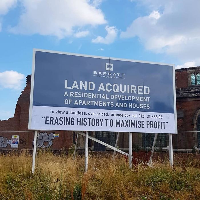 This Was A Billboard On A Housing Development Site, They Were Knocking Down A 100-Year-Old Church Which You Can See In The Background