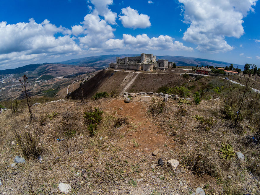 Krak Des Chevaliers, A Crusader Castle That Is Still Intact And Barely Damaged During The War